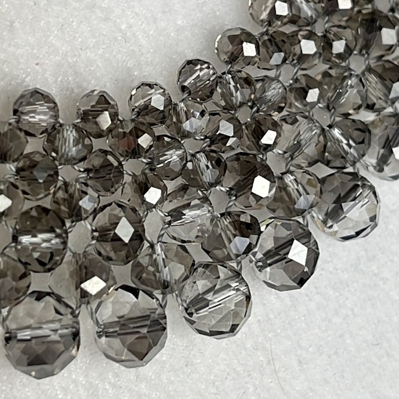 STATEMENT NECKLACE SMOKE COLORED CRYSTAL BEADS 20 Inches long - Picture 3 of 6